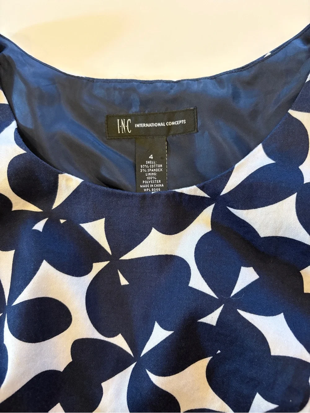 Two-Piece Navy & White Floral Circle Print Set